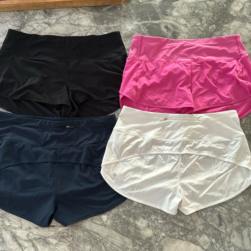 4 pairs high rise 2 inch lululemon women’s running shorts